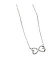 Silver tone Clear heritage precision cut Crystal Infinity Double Heart Pendant Necklace