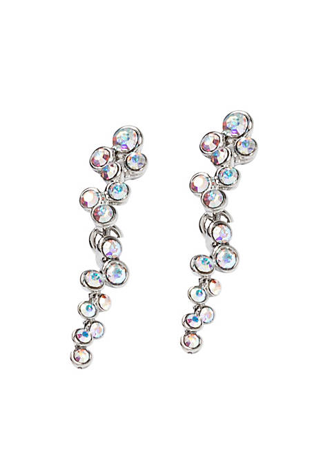 callura Silver tone Cluster statement drop earrings with