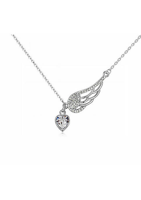 callura Silver tone Heart Angel Wing Pendant Necklace
