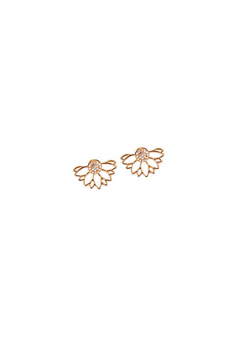 Don't AsK Goldtone &amp; Crystal Lotus Stud Earrings