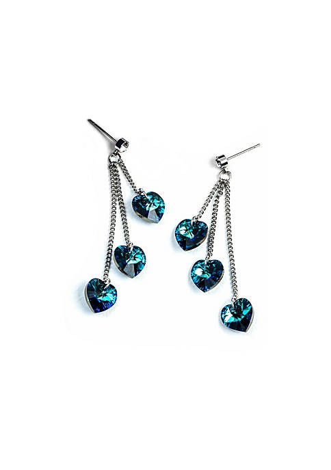callura Bermuda Blue Triple Heart Drop Earrings with