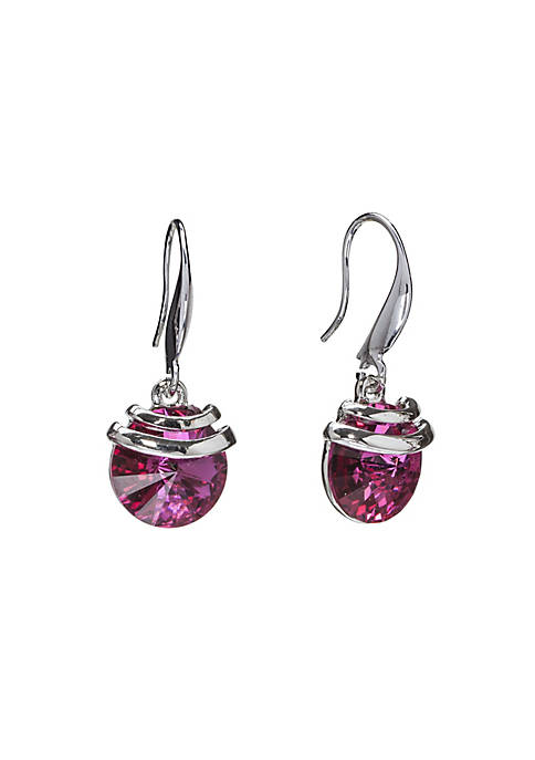 callura Fuschia Luxury Crystal Spring Drop Earrings