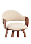 26 Inch Leatherette Barstool with Curved Back, Cream and Brown