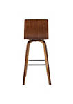 26 Inch Faux Leather Counter Height Barstool with Wooden Support, Brown