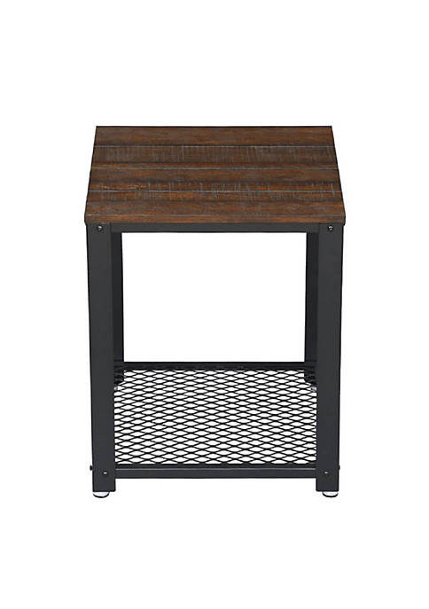 Duna Range Iron Framed Nightstand with Wooden Top
