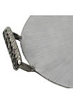 18 Inches Round Metal Frame Tray with Handles, Silver