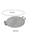 18 Inches Round Metal Frame Tray with Handles, Silver