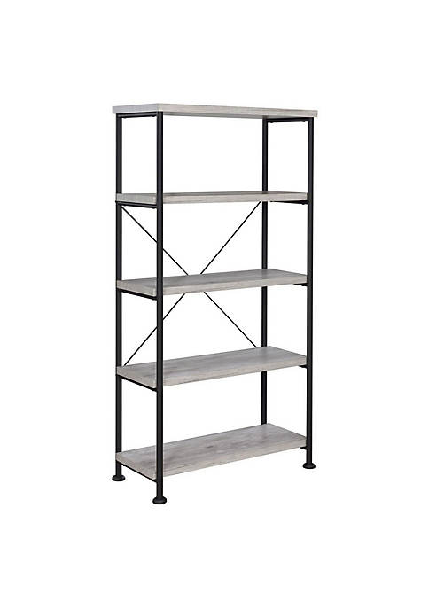 Duna Range Sophisticated Wood and Metal Open Bookcase,