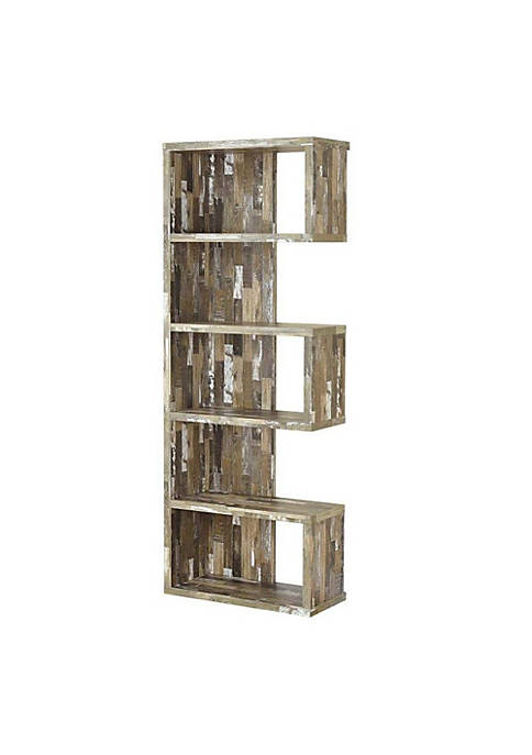 Duna Range Distressed Wooden Open Bookcase, Brown