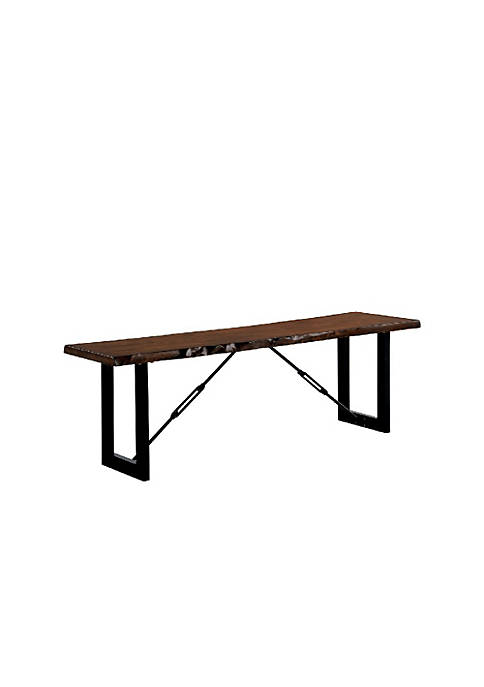 Duna Range Rectangular Metal Frame Bench with Wooden