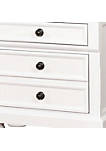 Two Drawer Solid Wood Nightstand with Bun Feet, White