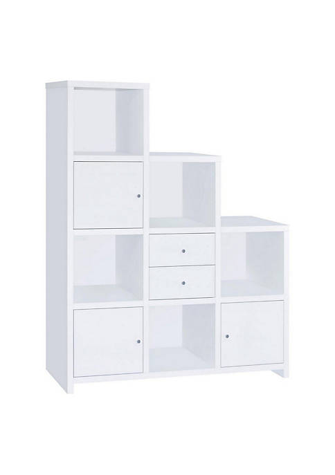 Duna Range Asymmetrical Bookcase with Cube Storage Compartments,