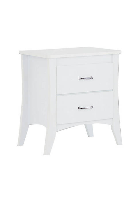 Contemporary Style 2 Drawers Wood  Nightstand By Babb, White