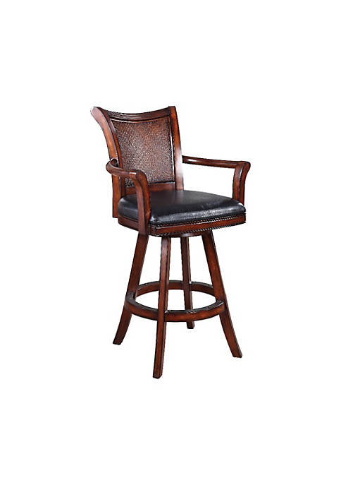 Duna Range Traditional Bar Stool with Leather Seat,