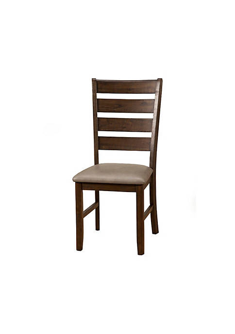 Wooden Side Chairs With Laddder Back Design Set Of 2 Brown