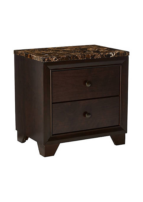 Duna Range 2 Drawer Wooden Nightstand with Faux
