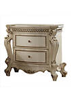 Two Drawer Nightstand With Carved Details And Cabriole Legs, Antique Pearl