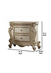 Two Drawer Nightstand With Carved Details And Cabriole Legs, Antique Pearl