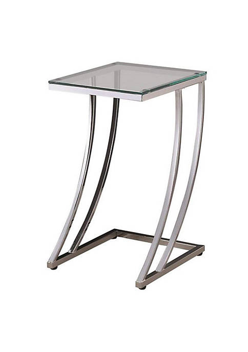 Duna Range Contemporary Metal Accent Table With Glass
