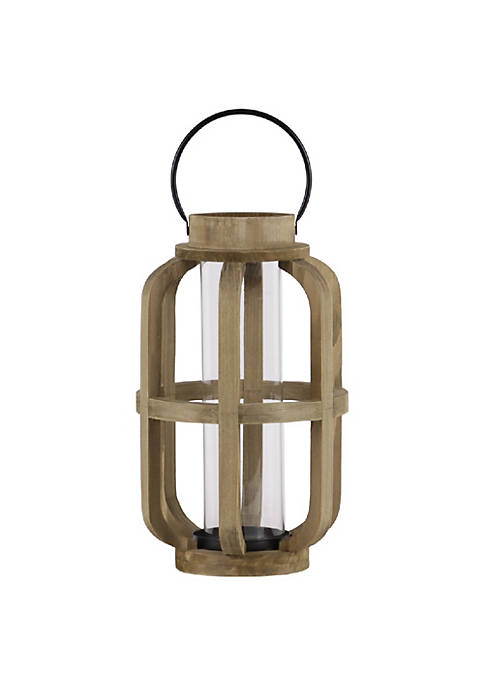 Duna Range Wood Cylinder Metal Handle Lantern With