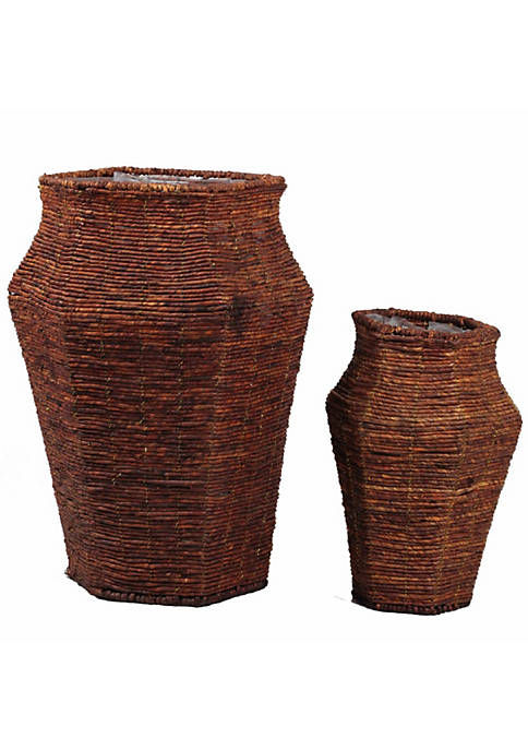 Set Of 2 Stylish Pot Shaped Baskets, Brown