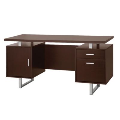 Duna Range Double Pedestal Office Desk With Metal Sled Legs, Brown