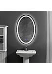 24 x 36 Inch Oval Frameless LED Illuminated Bathroom Mirror, Touch Button Defogger, Metal, Frosted Edge, Silver