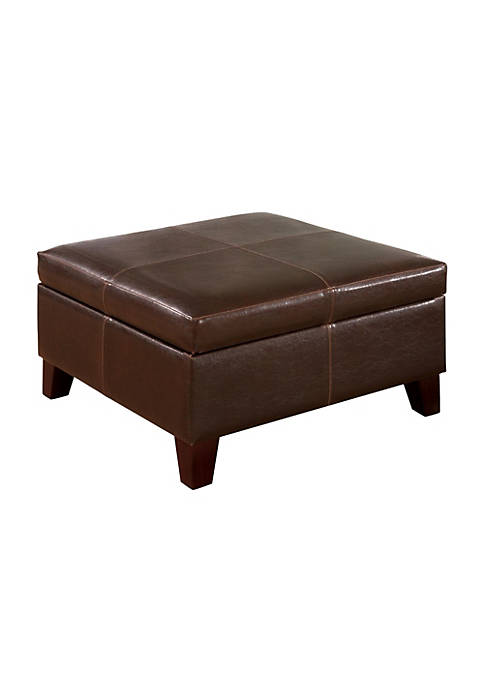 Duna Range Leatherette Wooden Square Ottoman with Hidden