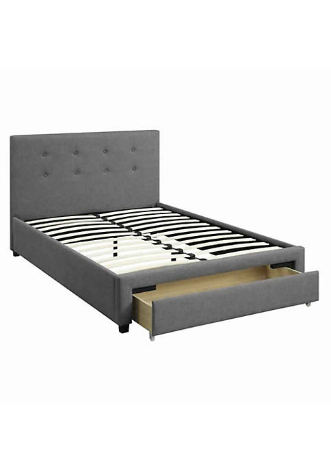 Duna Range Upholstered Wooden Queen Bed With Button