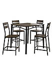 5 Piece Metal And Wood Counter Height Table Set In Antique Brown