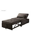 Tufted Fabric Upholstered Folding Ottoman with Storage, Dark Gray