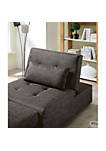 Tufted Fabric Upholstered Folding Ottoman with Storage, Dark Gray