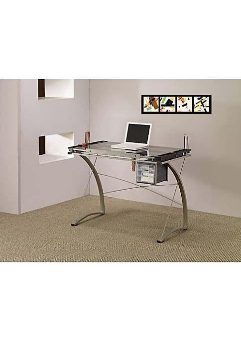 Duna Range Sophisticated Metal Drafting Desk With Tempered