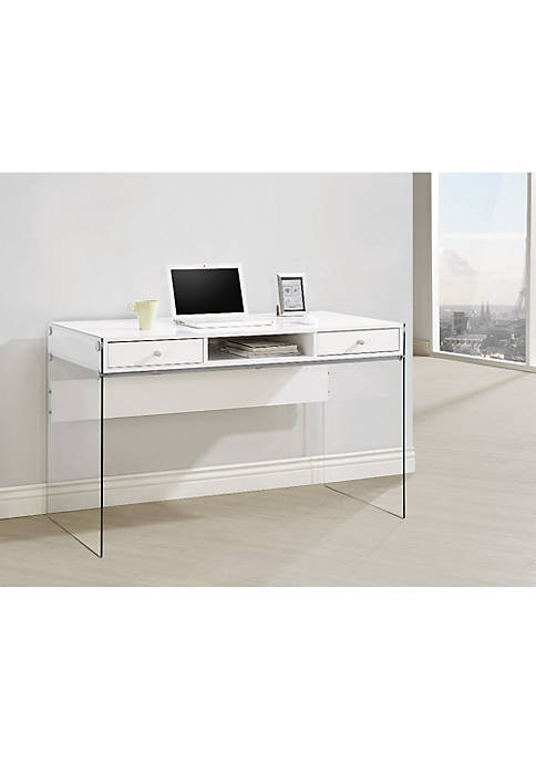Duna Range Contemporary Metal Writing Desk with Glass