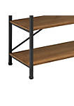 Wooden TV Stand with Two Open Shelves and Metal Feet, Brown and Black