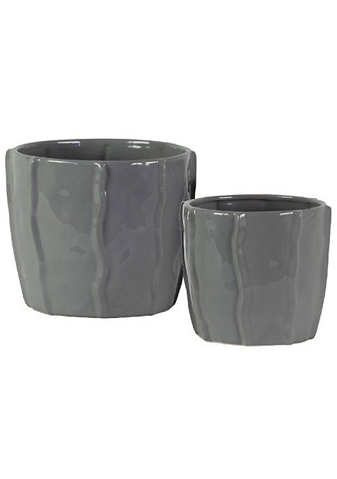Duna Range Ceramic Pot With Embedded Wave Design,