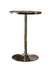 Faux Leather Upholstered Bar Table with Aluminium Stand, Brown and Silver