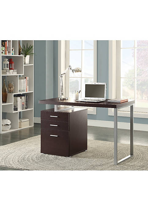 Contemporary Style Office Desk with File Drawer, Brown