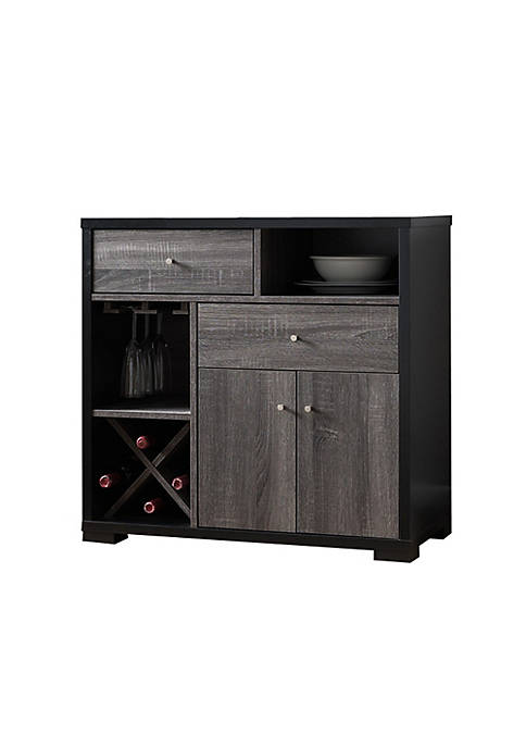 Duna Range Dual Tone Wooden Wine Cabinet, Black