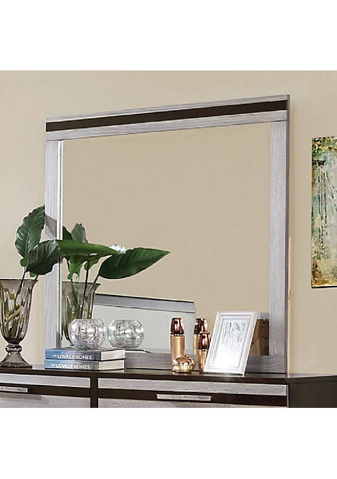 Duna Range Wooden Square Frame Mirror, Silver &amp;