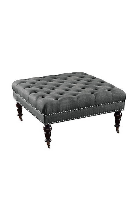 Duna Range Fabric Upholstered Wooden Ottoman with Tufting