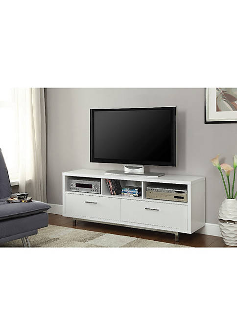 Stunning white tv console With chrome legs