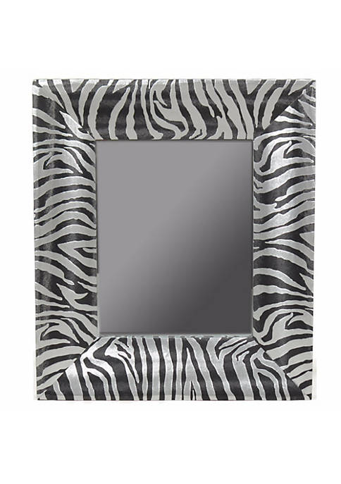 Duna Range Alluring Striped Wooden Mirror, Black And