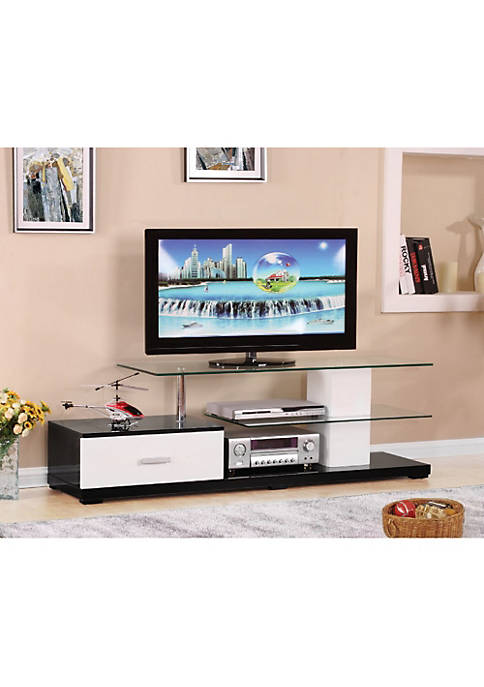 Affable TV Stand, White & Black