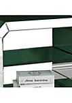 Accent Table with Mirrored Inserts and 1 Glass Shelf, Silver