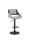 Adjustable Faux Leather Swivel Bar Stool, Gray and Black