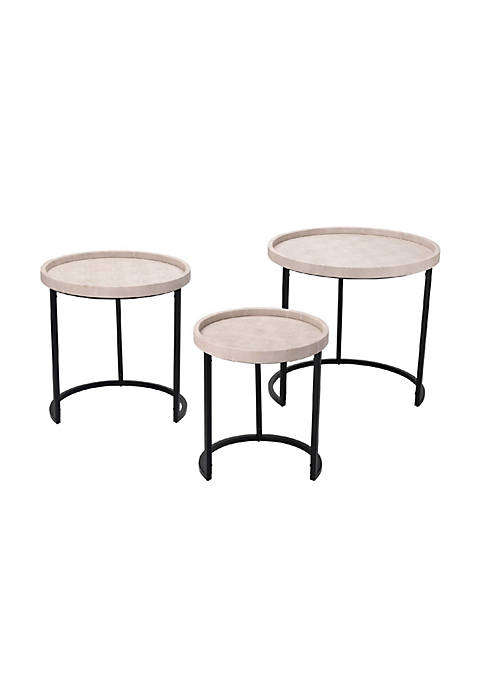 Duna Range Side Table with Faux Shagreen Accent,