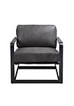 Accent Chair with Leatherette Seat and Metal Frame, Gray