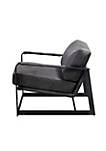 Accent Chair with Leatherette Seat and Metal Frame, Gray
