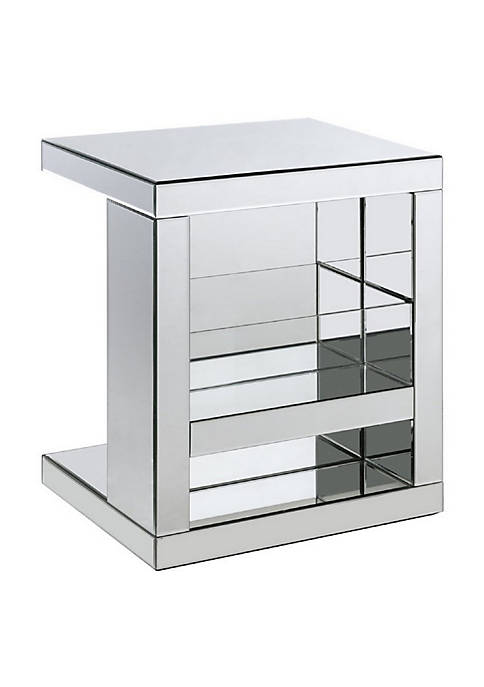 Duna Range Accent Table with Mirrored Panels and